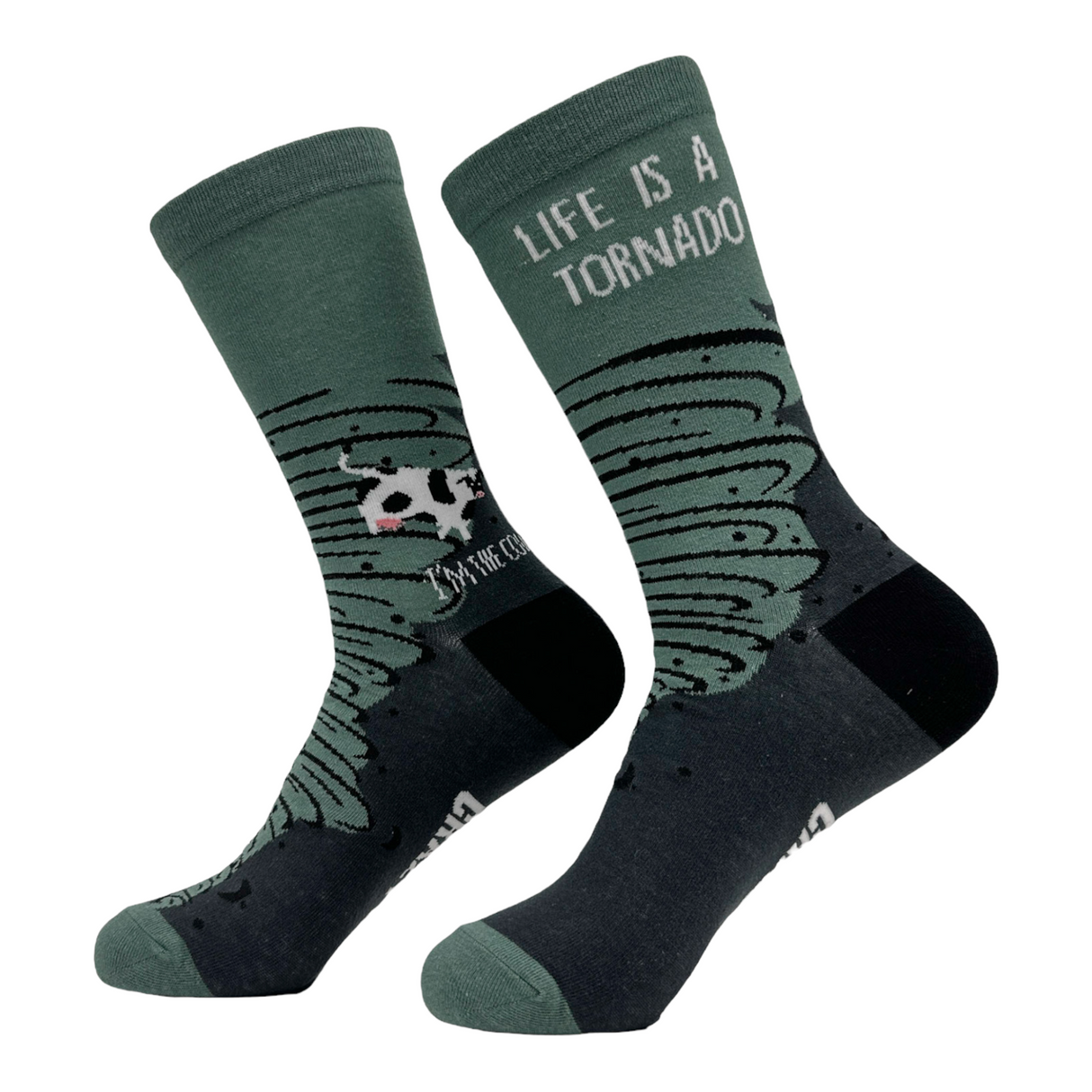 Women's Life Is A Tornado Socks Funny Cow Twister Footwear