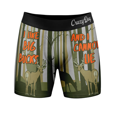 Mens I Like Big Bucks And I Cannot Lie Boxers Funny Deer Hunting Lyric Joke Novelty Underwear For Guys