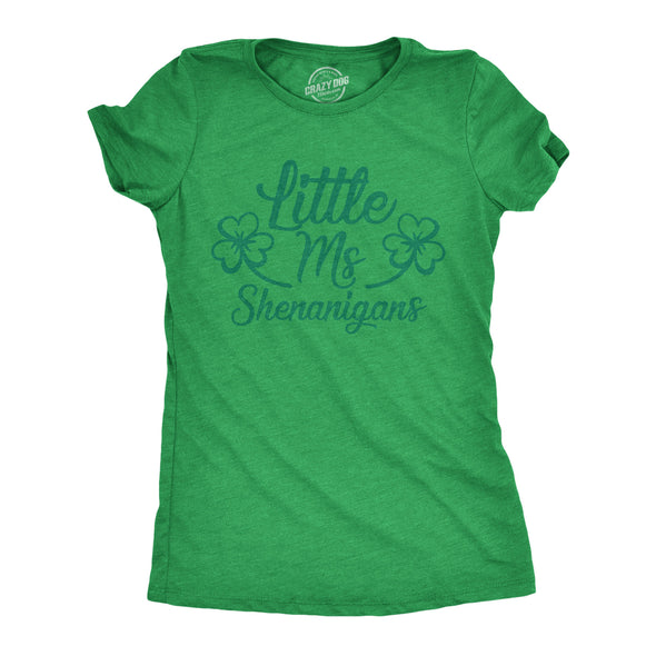Womens Little Ms Shenanigans T Shirt Funny St Patricks Day Parade Outfit Graphic Novelty Tee
