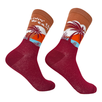 Women's Livin The Dream Socks Cool Relaxing Vacation Vibes Footwear