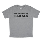 Kids' Ask Me About My Llama T Shirt Funny Youth Llama Flip Shirt Llamas Tee