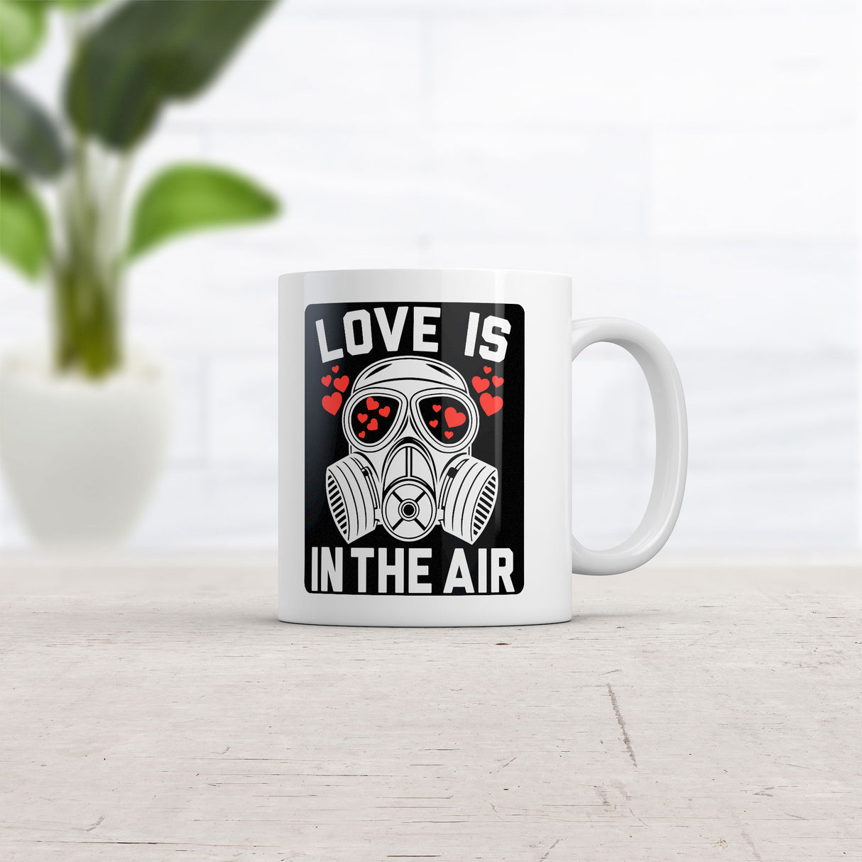 Love Is In The Air Mug Funny Sarcastic Gasmask Graphic Novelty Coffee Cup-11oz