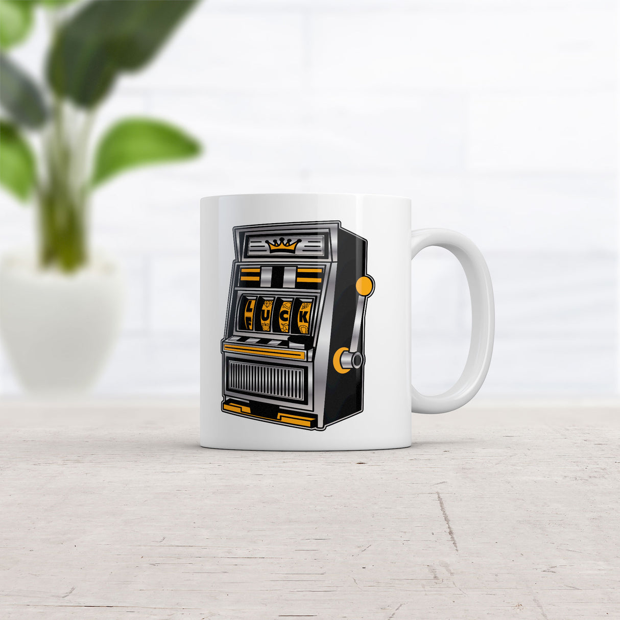 Lucky Fuck Mug Funny Sarcastic Slot Machine Graphic Novelty Coffee Cup-11oz