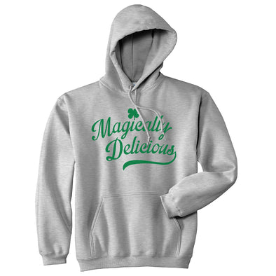 Magically Delicious Hoodie Funny St Patricks Day Outfit Four Leaf Clover Graphic Saying Sweatshirt