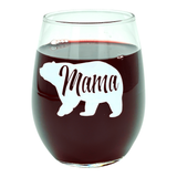 Mama Bear Wine Glass Funny Cute Best Mom of Boys Girls Cool Mother Novelty Cup-15 oz