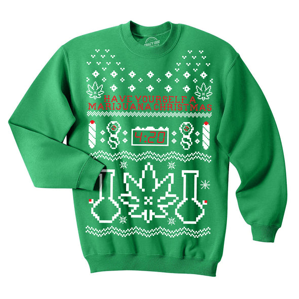 Unisex Have Yourself A Marijuana Christmas Crew Neck Sweatshirt For Xmas Party