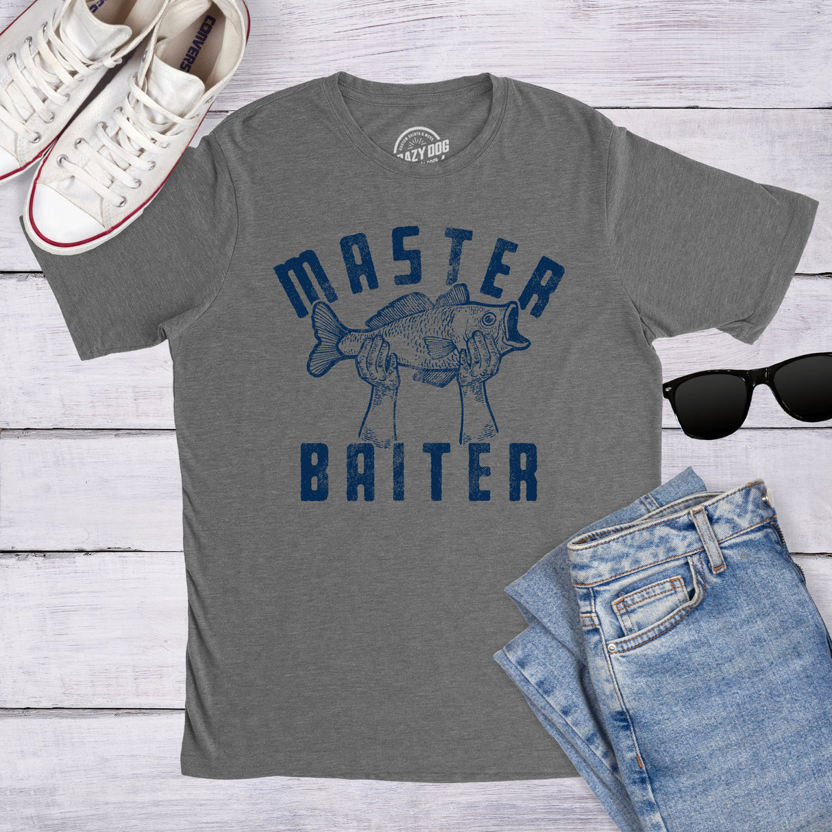 Mens Master Baiter Tshirt Funny Fishing Fathers Day Sarcastic Sexual Innuendo Graphic Tee