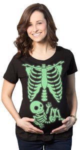 Maternity Skeleton Baby T Shirt Funny Cute Pregnancy Halloween Tee Announcement