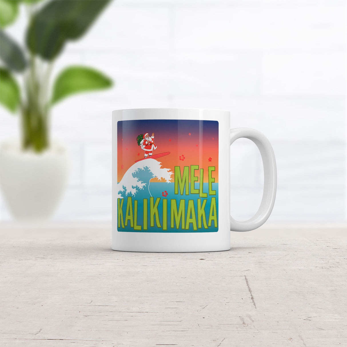 Mele Kalikimaka Mug Funny Surfing Christmas Graphic Coffee Cup-11oz