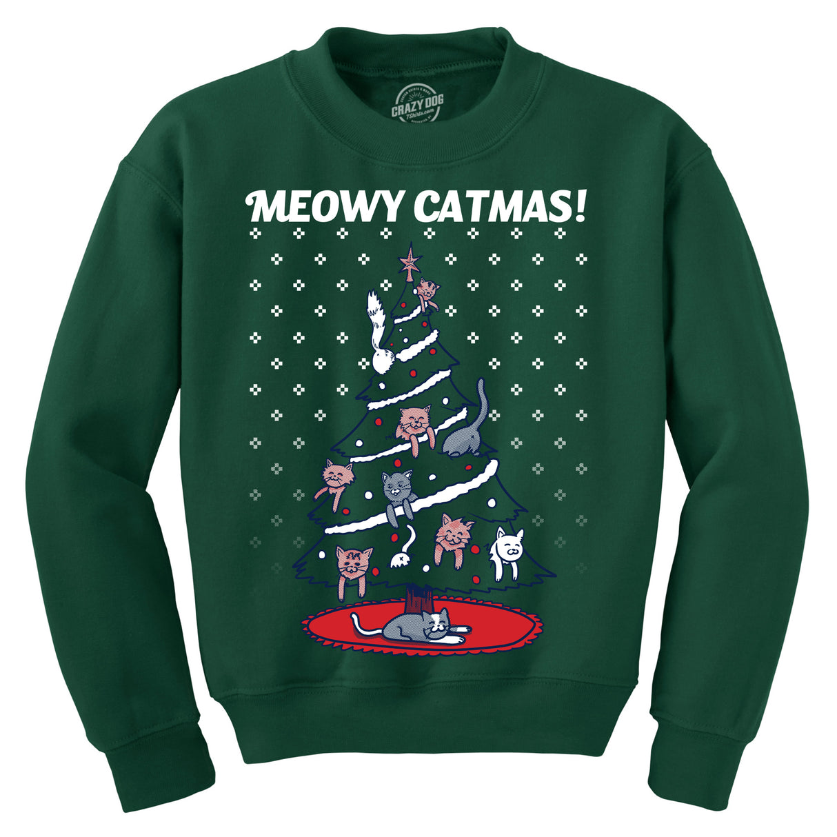 Meowy Catmas Funny Christmas Cat Shirt Novelty Holiday Sweatshirt Graphic Cool