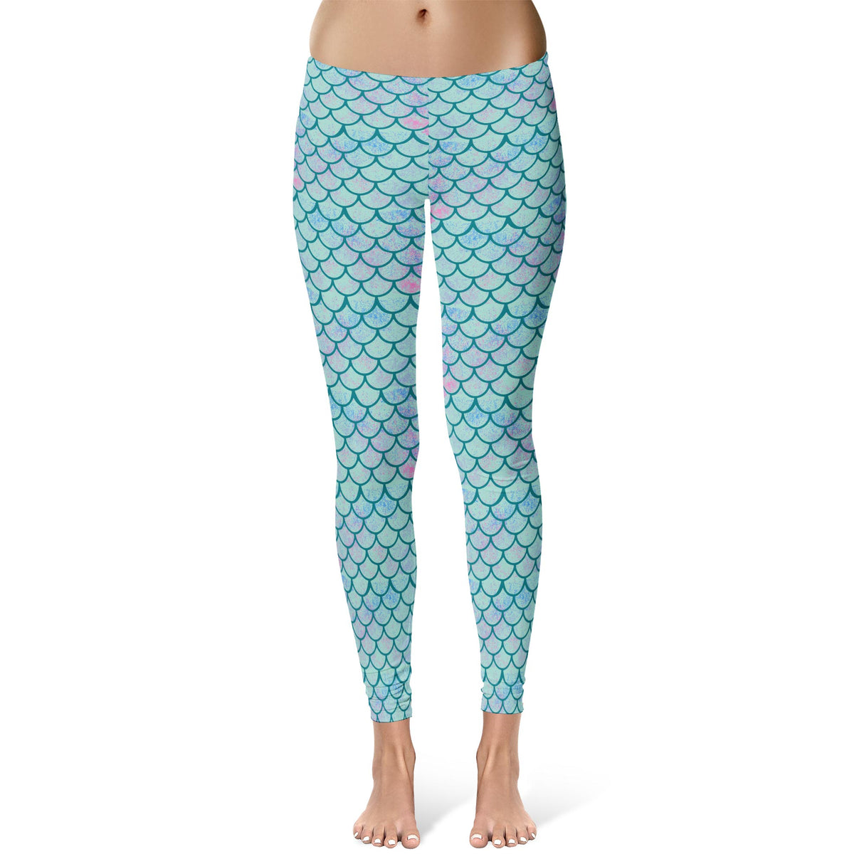 Womens Mermaid Leggings Cute Funny Ocean Lover Fish Scales Novelty Yoga Pants For Ladies