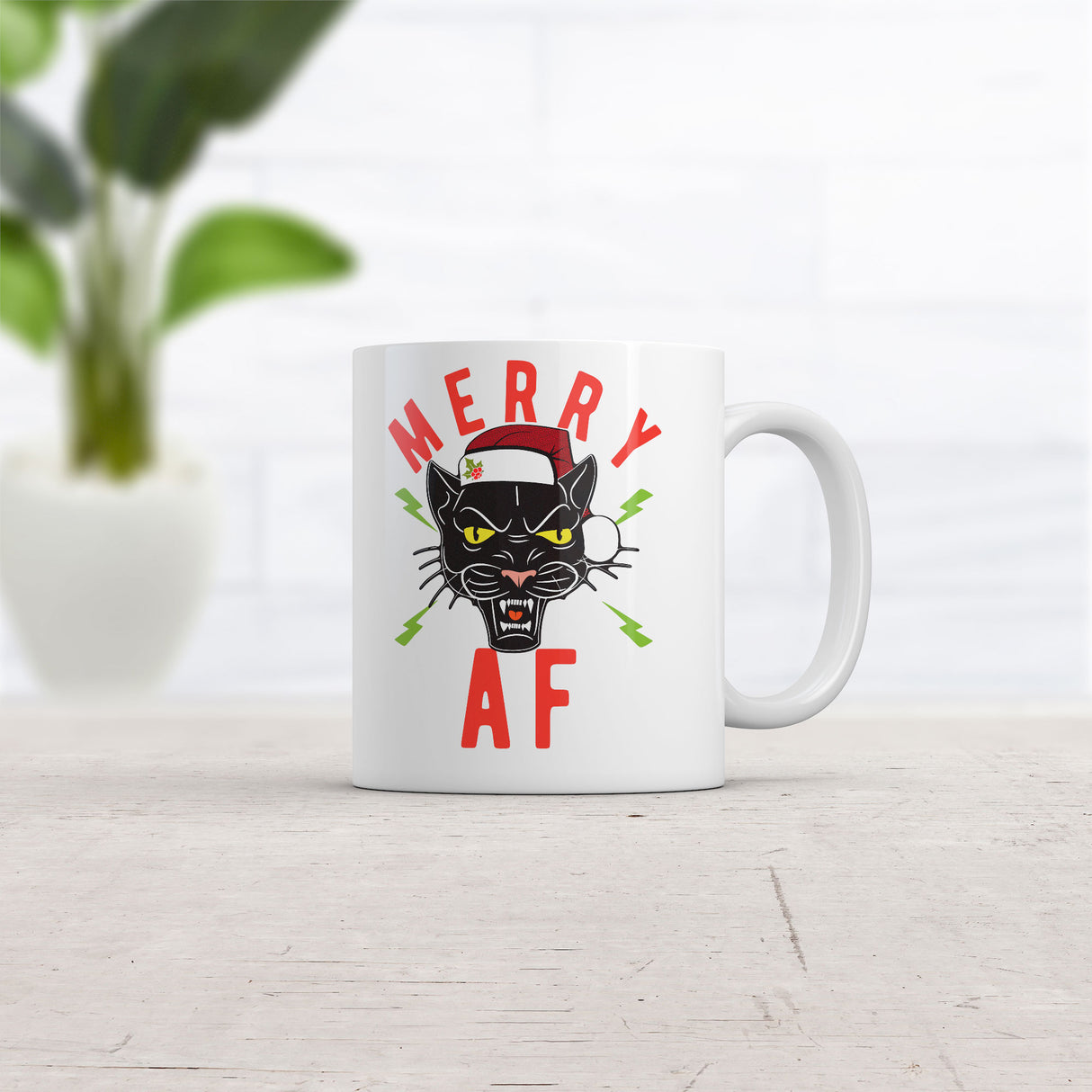 Merry AF Mug Funny Christmas Kitten Graphic Coffee Cup-11oz