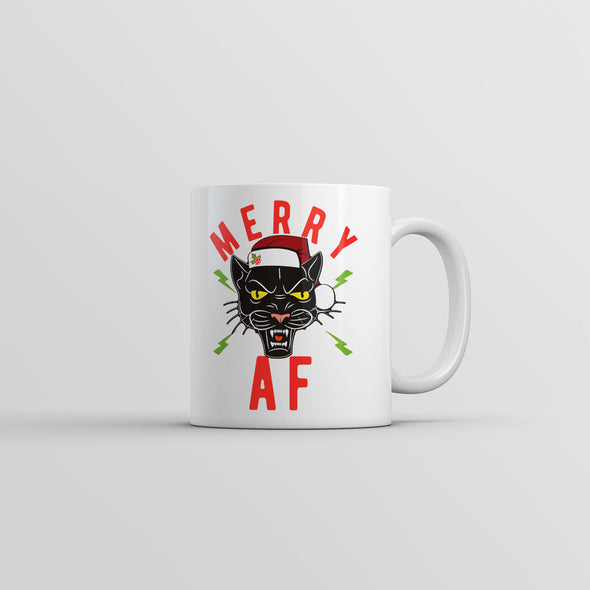 Merry AF Mug Funny Christmas Kitten Graphic Coffee Cup-11oz