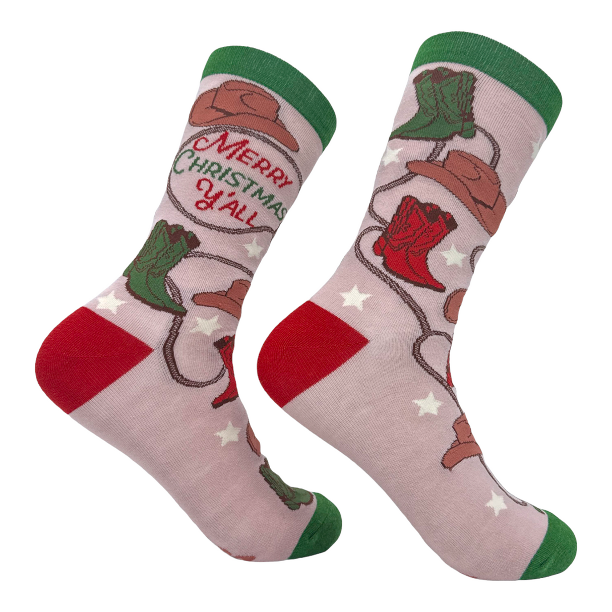 Women's Merry Christmas Yall Socks Funny Xmas Cowboy Boots Footwear