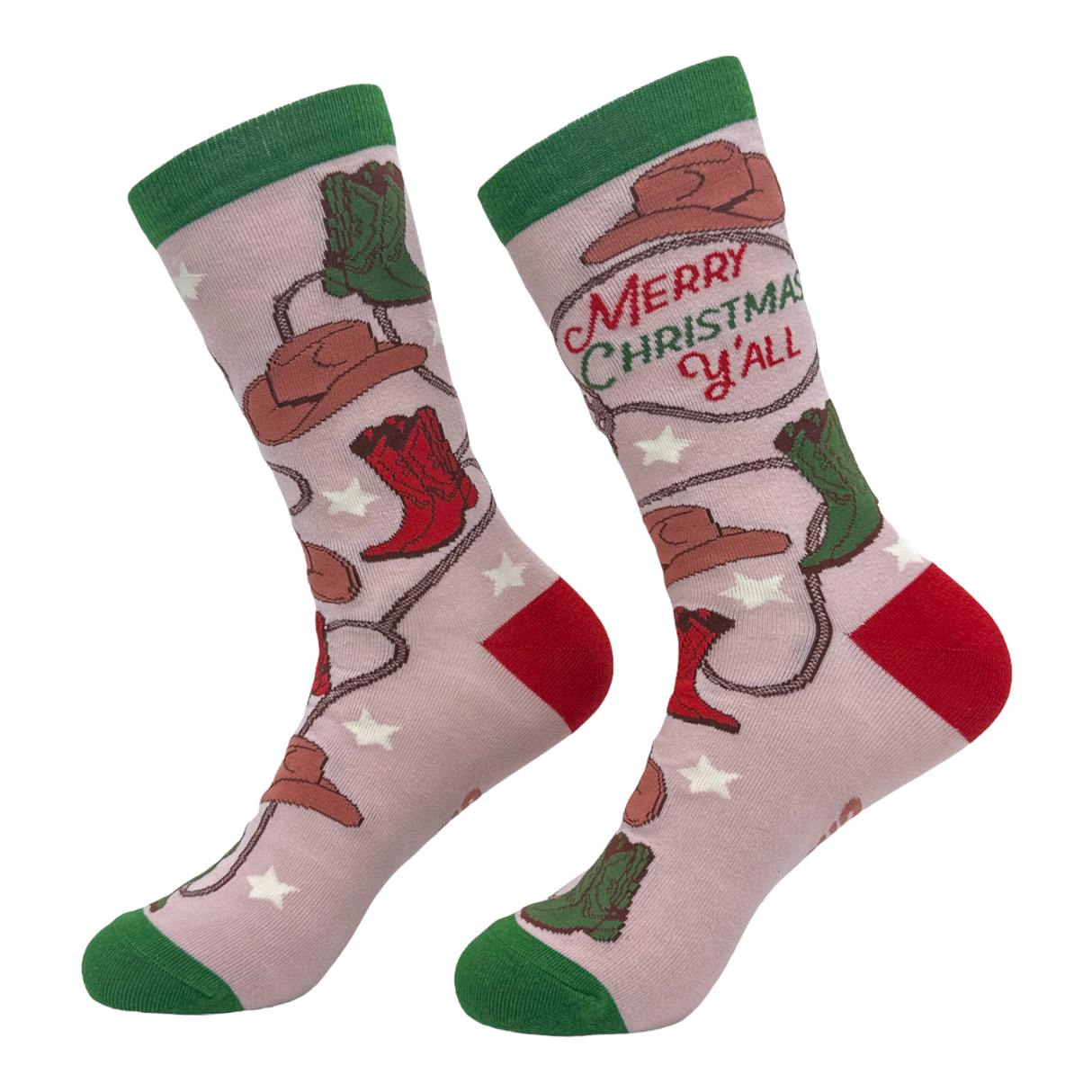 Women's Merry Christmas Yall Socks Funny Xmas Cowboy Boots Footwear