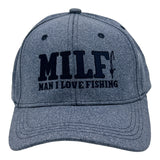 MILF Man I Love Fishing Hat Funny Sarcastic Fisherman Graphic Baseball Cap