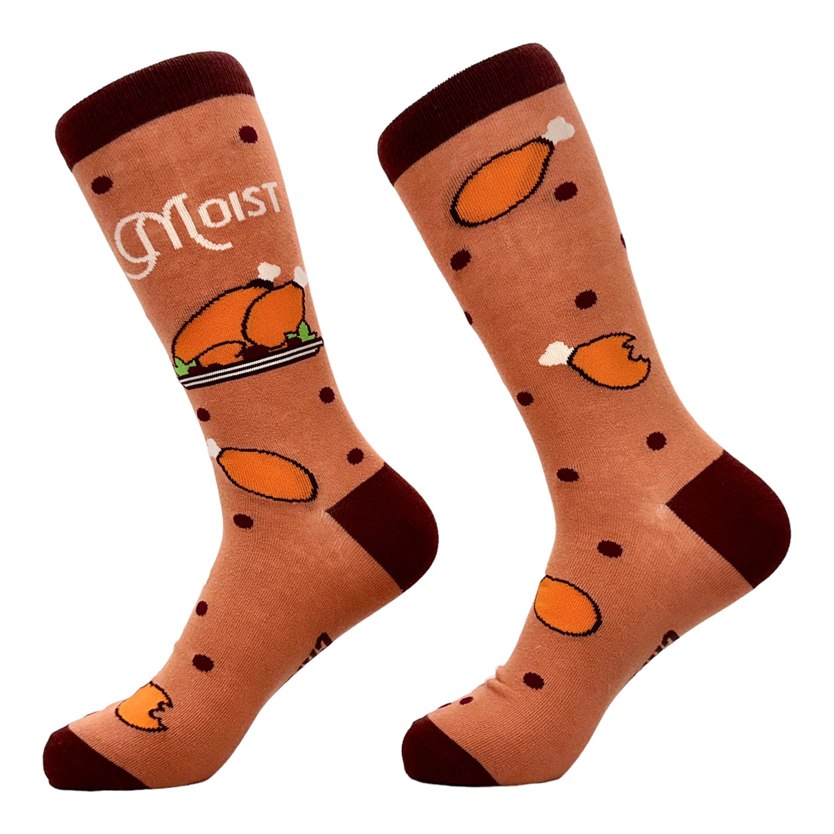 Men's Moist Socks Funny Thanksgiving Turkey Dinner Novelty Joke Footwear