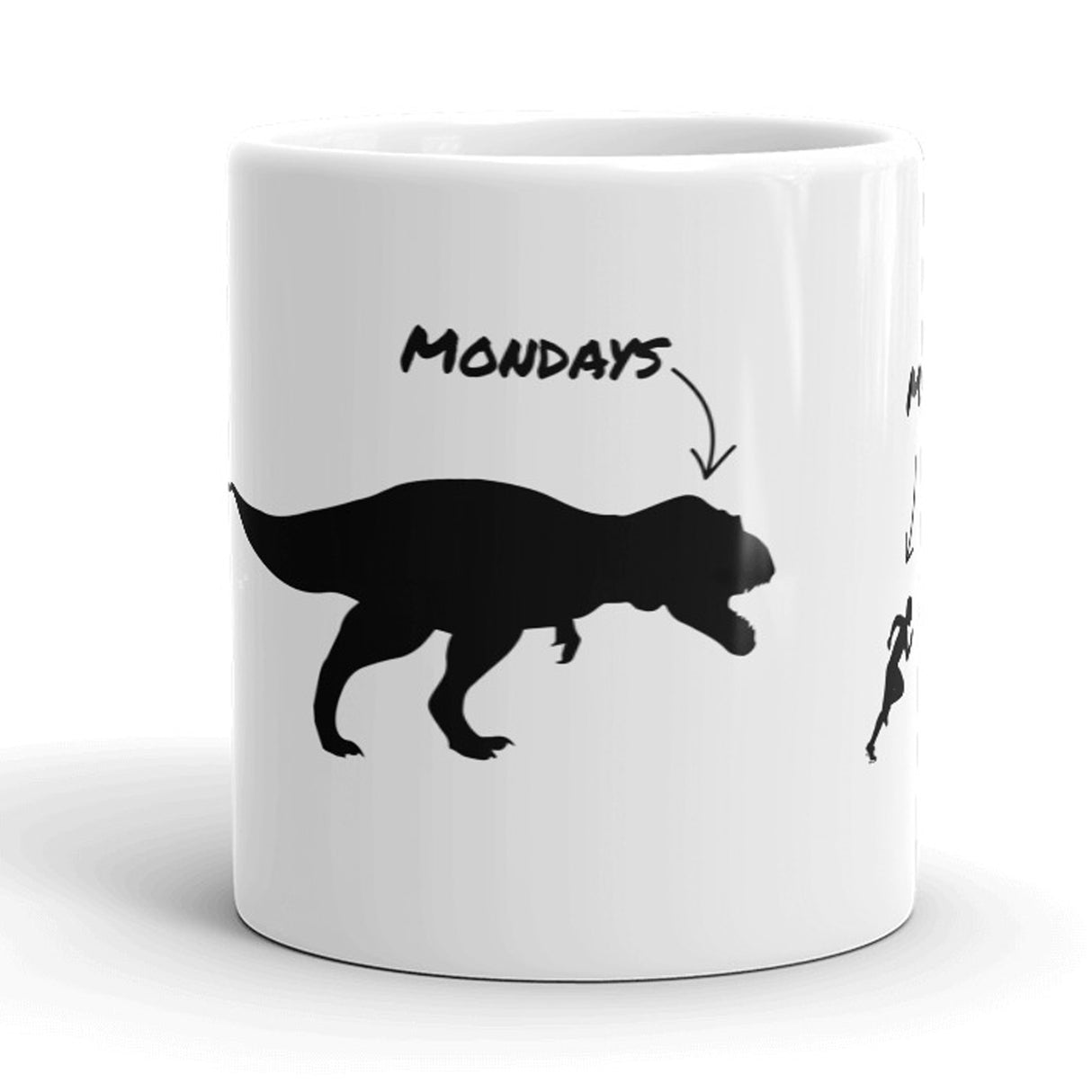 Mondays and Me Funny T-Rex Dinosaur Running Ceramic Coffee Drinking Mug  - 11oz