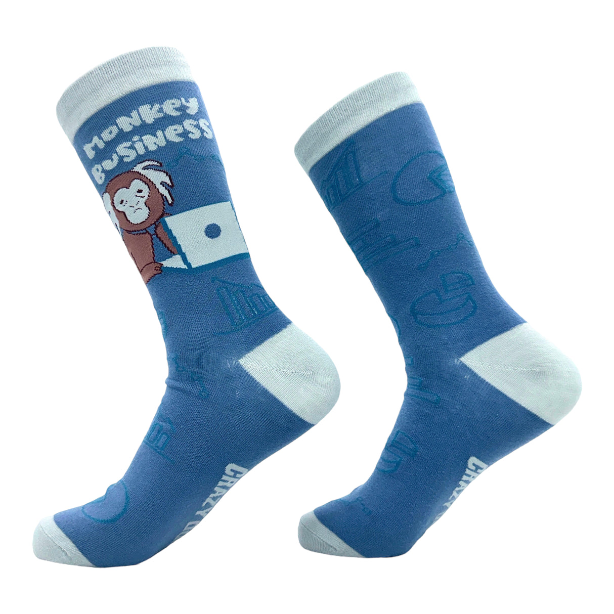 Men's Monkey Business Socks Funny Ape Office Work Employee Joke Footwear