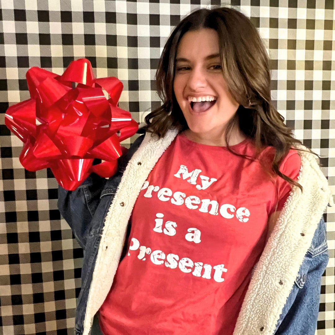 Womens My Presence Is A Present T Shirt Funny Xmas Gift Ego Tee For Ladies