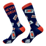 Men's Never Forget Me Socks Funny Retro VHS Tape Floopy Disk Old Tech Joke Footwear