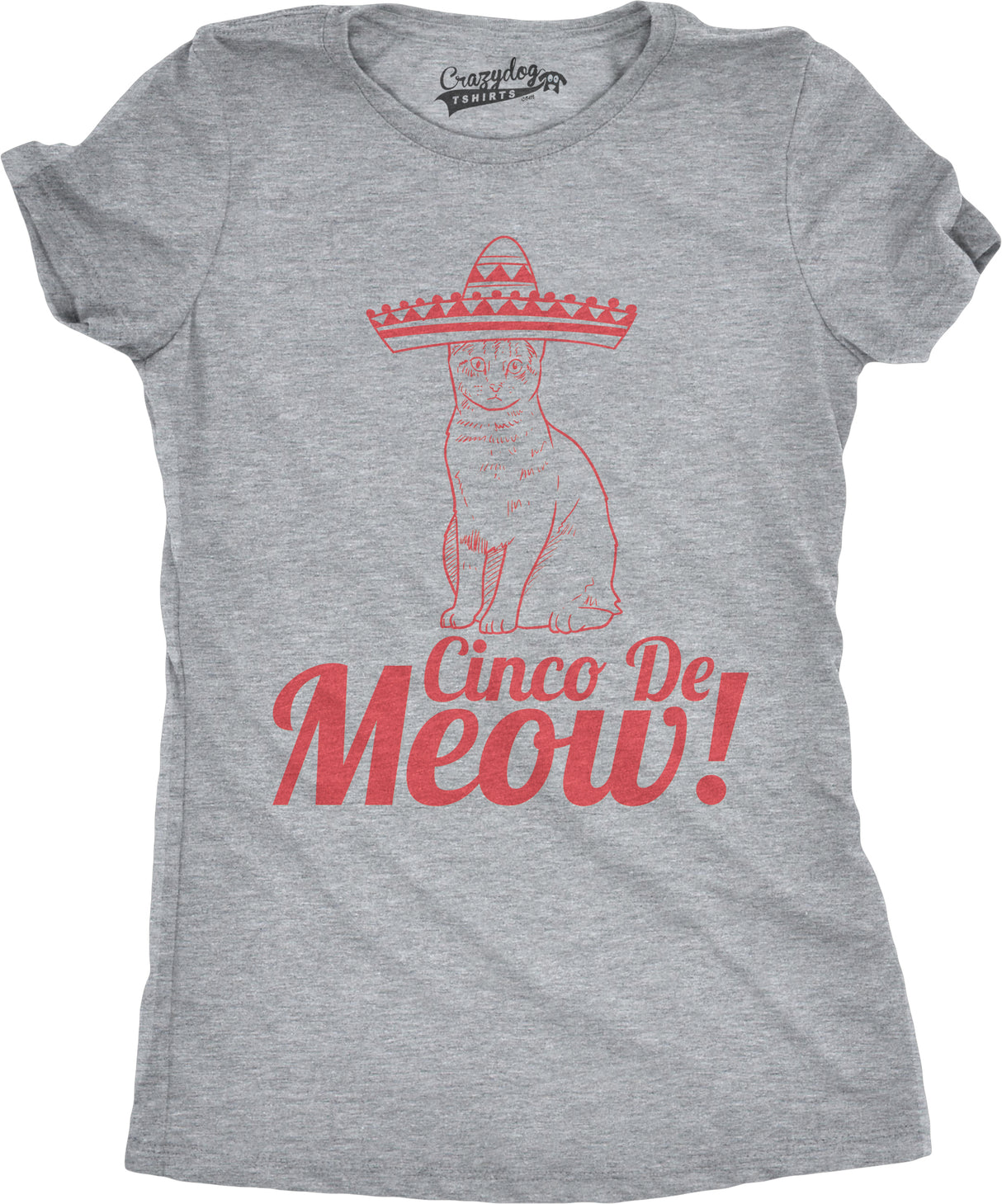 Womens Cinco De Meow T Shirt Funny Cat May 5 Mexico Sombrero Tequila Tee