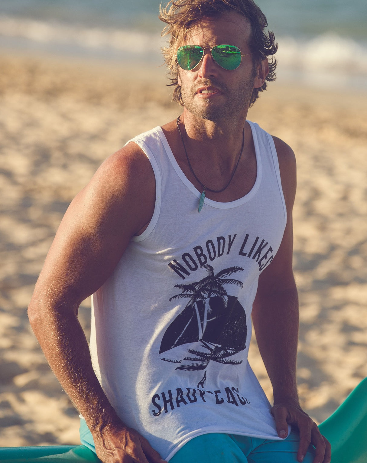 Mens Shady Beach Funny Cool Tees Sleeveless Gym Workout Novelty Fitness Tanktop