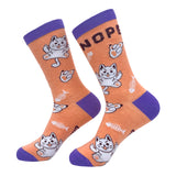 Women's Nope Cat Socks Funny Offensive Kitten Middle Finger Novelty Footwear