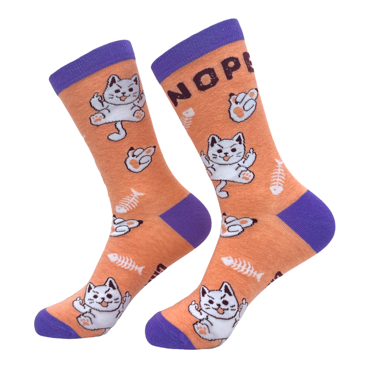 Women's Nope Cat Socks Funny Offensive Kitten Middle Finger Novelty Footwear