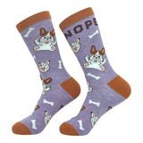 Women's Nope Dog Socks Funny Offensive Puppy Pet Middle Finger Footwear