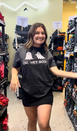 Womens Oh Hey Boo T Shirt Funny Halloween Party Ghost Relationship Tee For Ladies