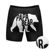 Mens Papa Bear Boxers Funny Fathers Day Paw Print Plaid Graphic Novelty Underwear For Guys