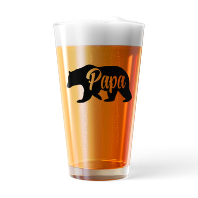 Papa Bear Pint Glass Funny Cool Father's Day Dad Gift Novelty Cup-16 oz