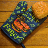 Parsley Makes It Fancy Oven Mitt Funny Burger And Fries Cooking Kitchen Glove