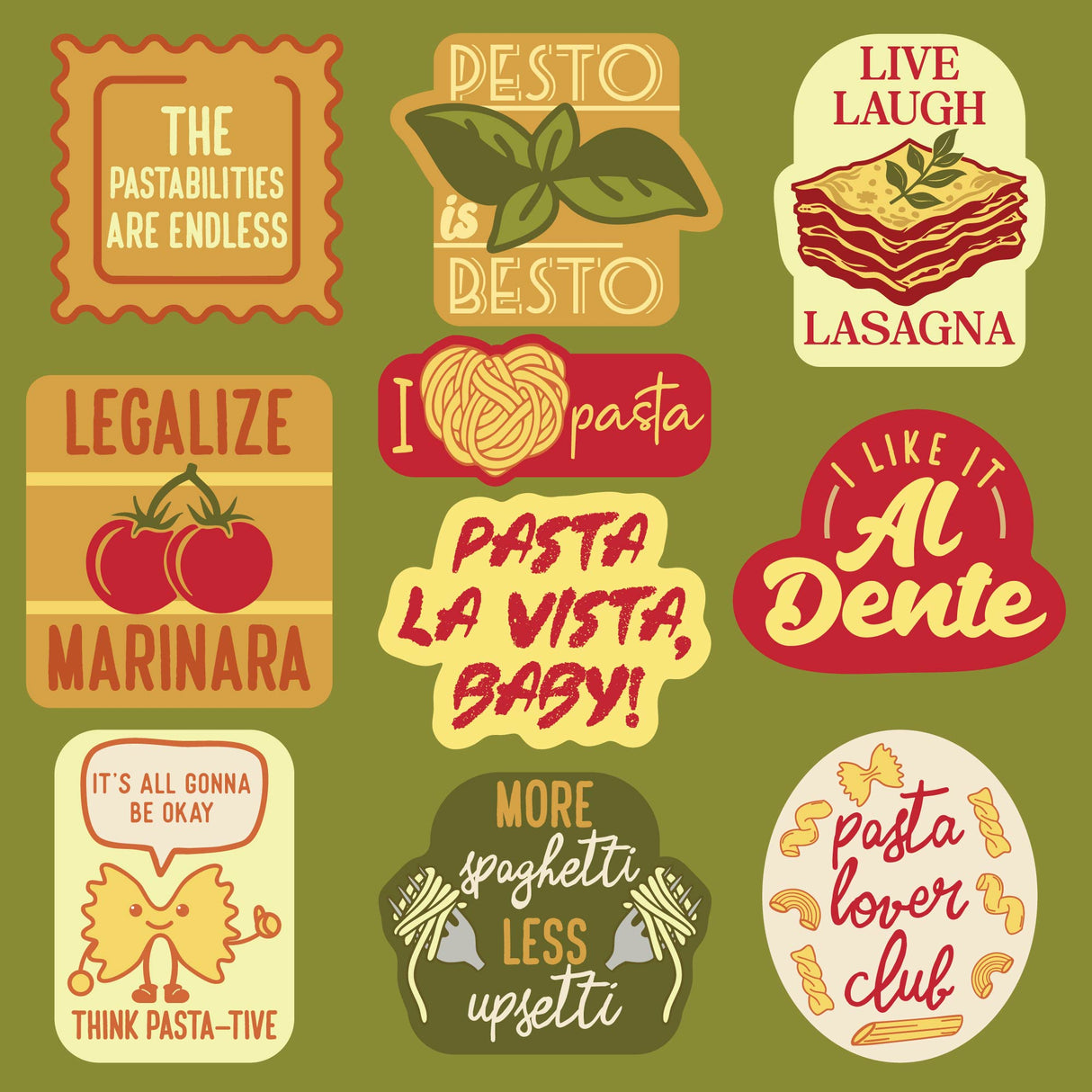 Pasta Sticker Extra Large Stickers for Adults Funny Adhesives with Memes