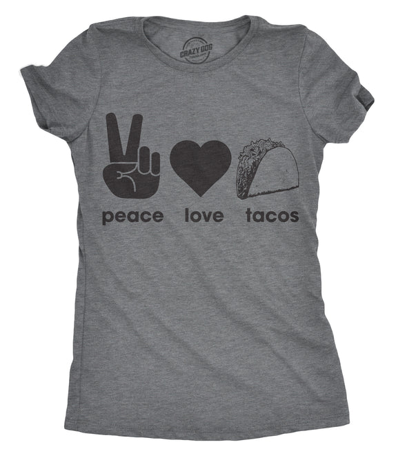 Womens Peace Love Tacos T shirt Funny Saying Cute Graphic Vintage Ladies Design