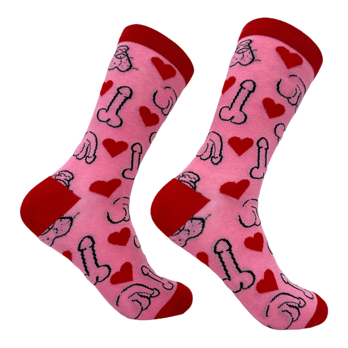 Women's Penises and Hearts Socks Funny Offensive Naughty Dick Footwear