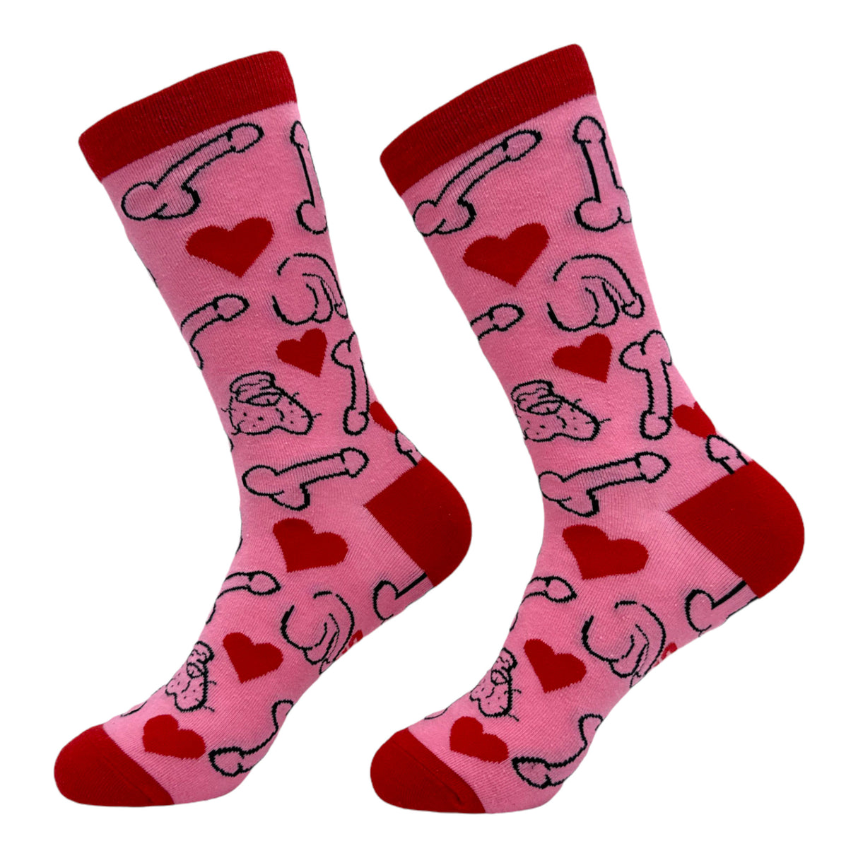 Women's Penises and Hearts Socks Funny Offensive Naughty Dick Footwear