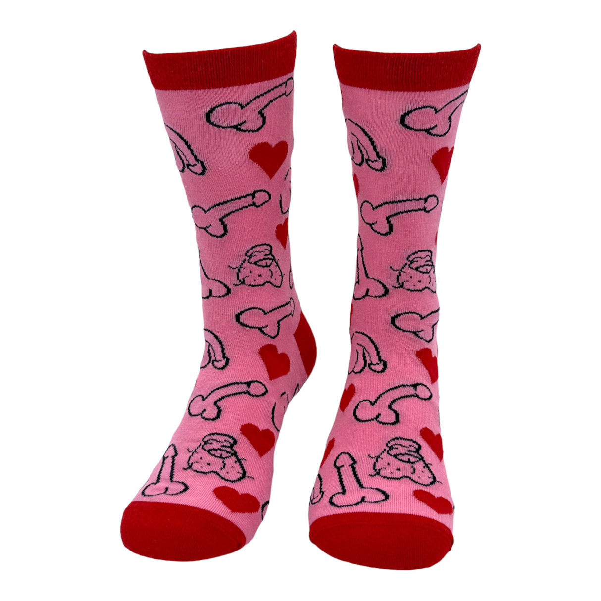 Women's Penises and Hearts Socks Funny Offensive Naughty Dick Footwear