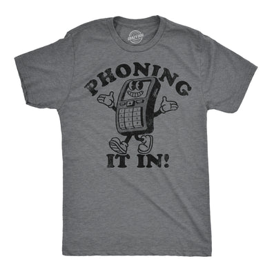 Mens Funny T Shirts Phoning It In Sarcastic Lazy Graphic Tee For Men