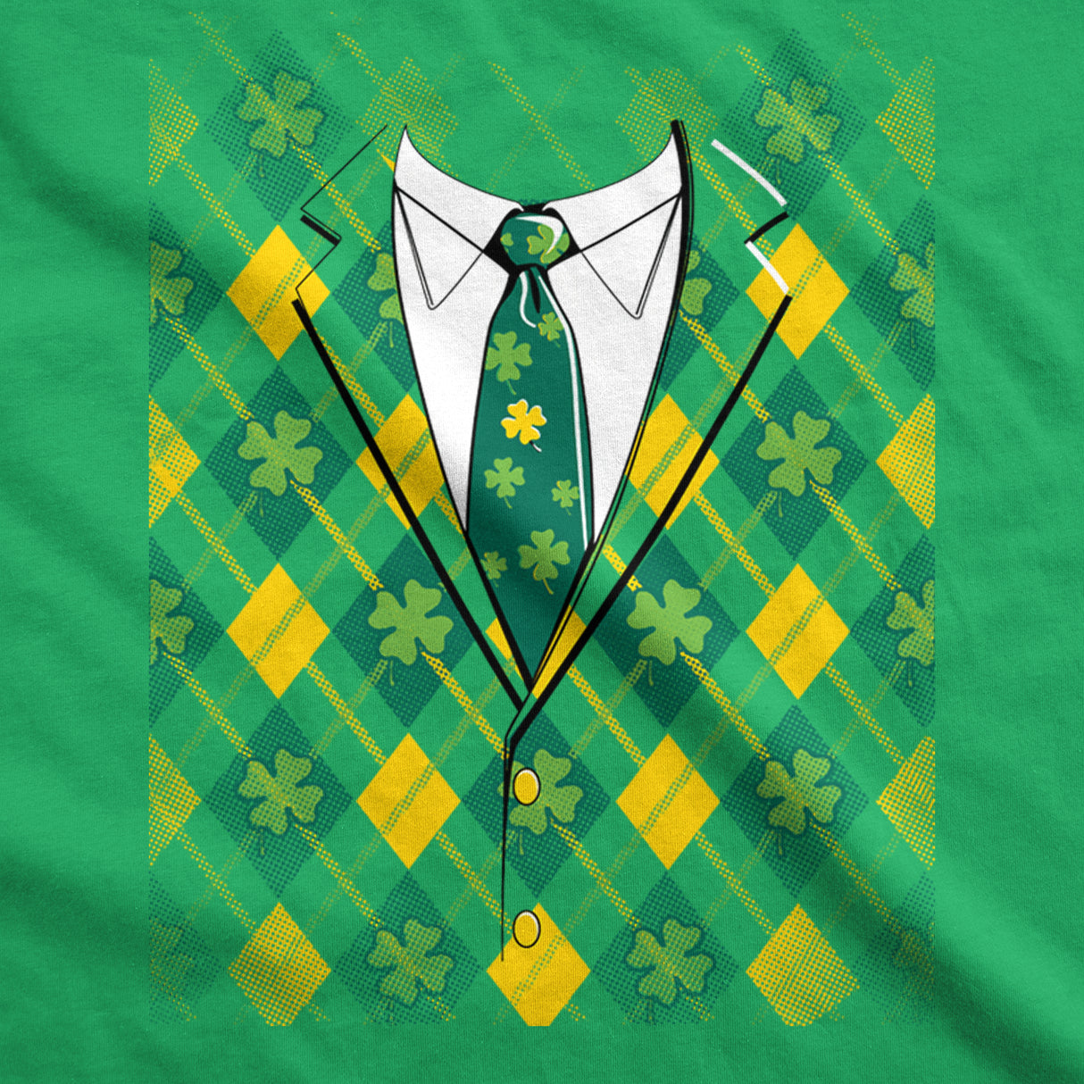 Plaid Green Tuxedo Men's Tshirt