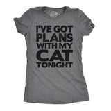 Womens I've Got Plans With My Cat Tonight T Shirt Funny Cool Cat Tee For Ladies