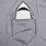 Womens Pocket Shark Funny T shirts Printed Graphic Jaws Cool Shark Novelty T shirt