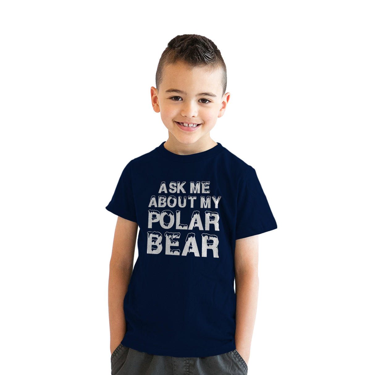 Youth Ask Me About My Polar Bear Flip T Shirt for Kids