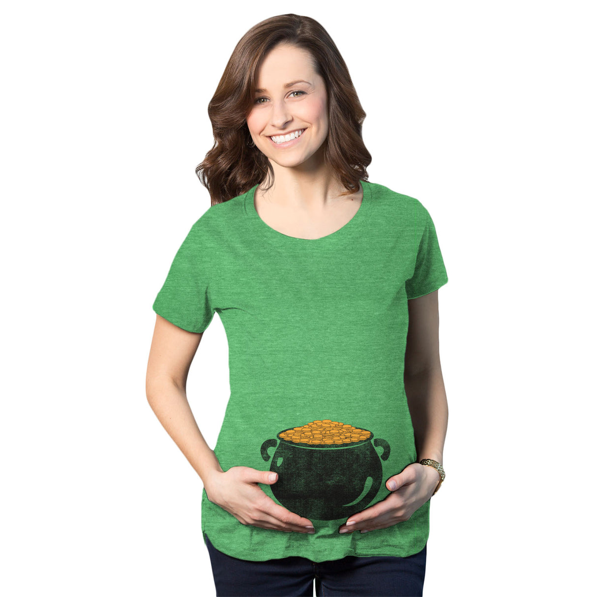 Maternity Pot of Gold Baby Bump Funny Saint Patricks Day Announcement T Shirt