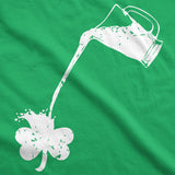 Womens Pouring Shamrock T-Shirt Funny Rainbow Drinking St Saint Patricks Day Tee