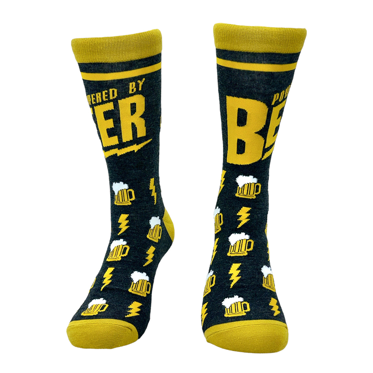 Men's Powered By Beer Socks Funny Drinking Partying Energy Joke Footwear