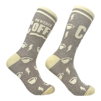 Men's Powered By Coffee Socks Funny Caffeine Lovers Novelty Socks