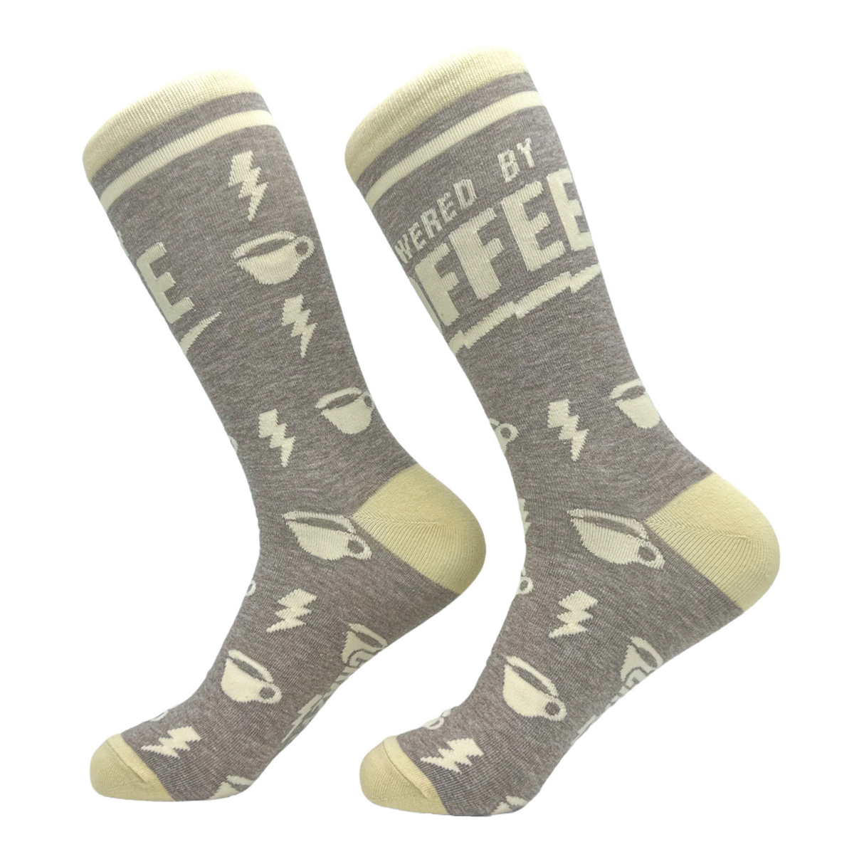 Men's Powered By Coffee Socks Funny Caffeine Lovers Novelty Socks