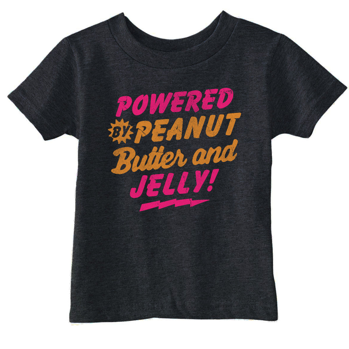 Toddler Funny T Shirts Powered By Peanut Butter and Jelly Sarcastic PB&J Graphic Novelty Tee for Toddlers